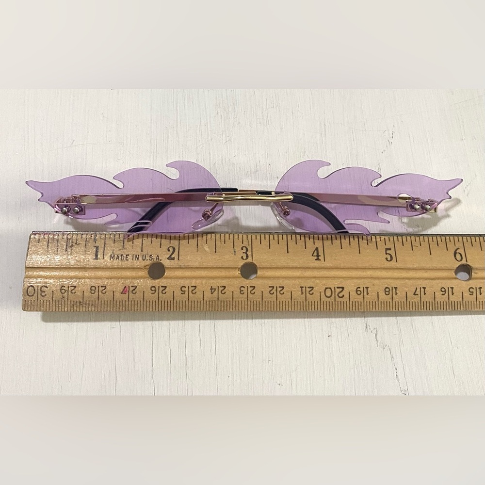 Boho-chic Festival Purple Fire Flame Special Occasion Novelty Rimless Sunglasses - Picture 8 of 10